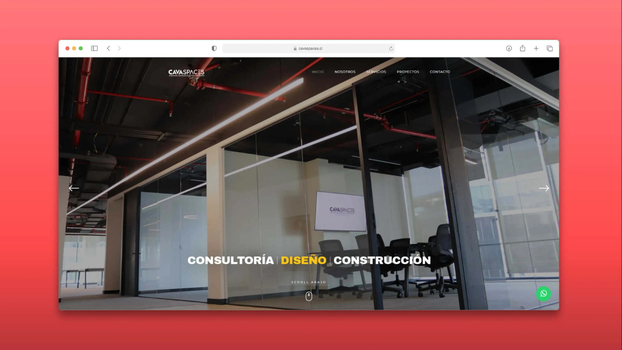 Landing page de cavaspaces.cl, arquitectura y diseño.