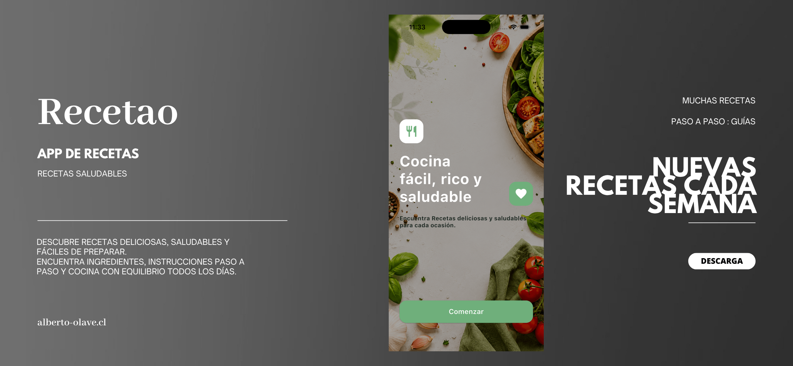 Aplicación Flutter para descubrir, guardar y preparar recetas de cocina de forma sencilla.